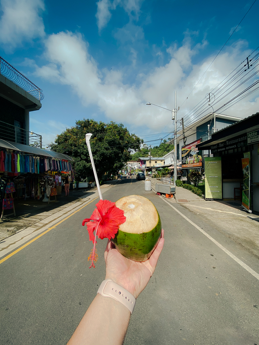 Fresh coconut water on streets of Costa Rica