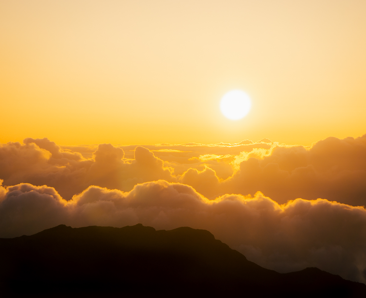 Sunrise over clouds on top of Haleakala