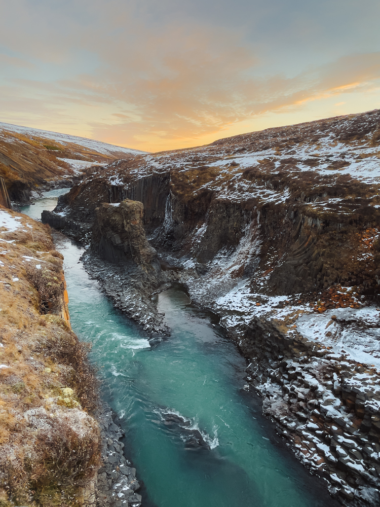 Sunrise over Stuðlagil Canyon Iceland on Iceland five day ring road itinerary